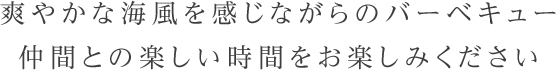 爽やかな海風を感じながらのバーベキュー仲間との楽しい時間をお楽しみください